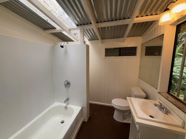 full bathroom with vanity, toilet, and shower / bath combination