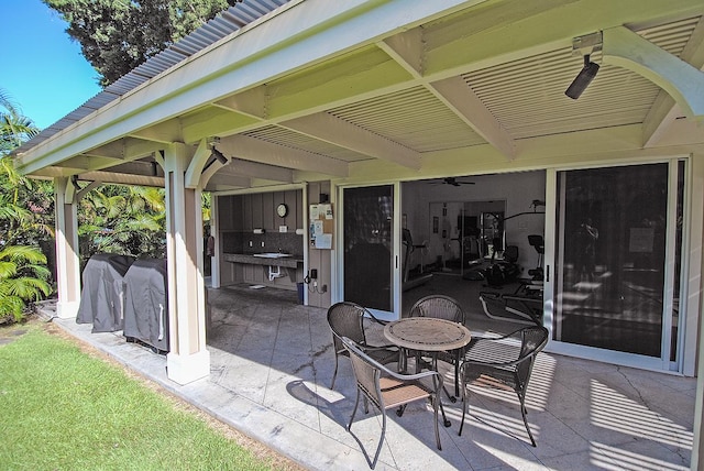 view of patio / terrace with ceiling fan