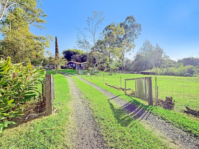 view of road with a rural view