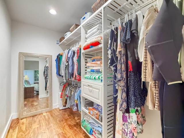 spacious closet featuring hardwood / wood-style floors