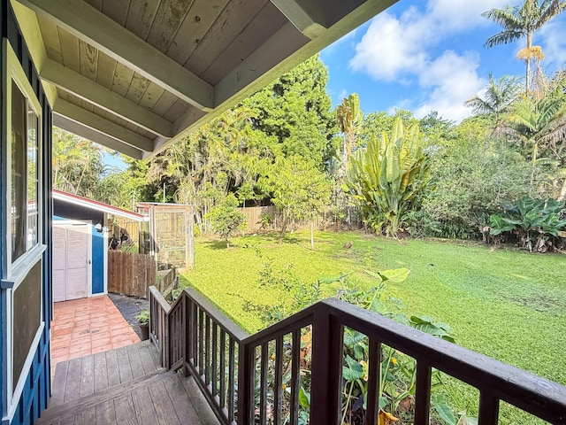 deck with a lawn