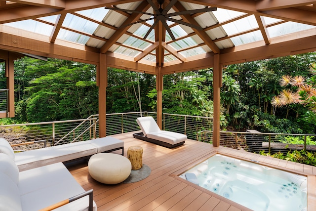 wooden terrace featuring a gazebo