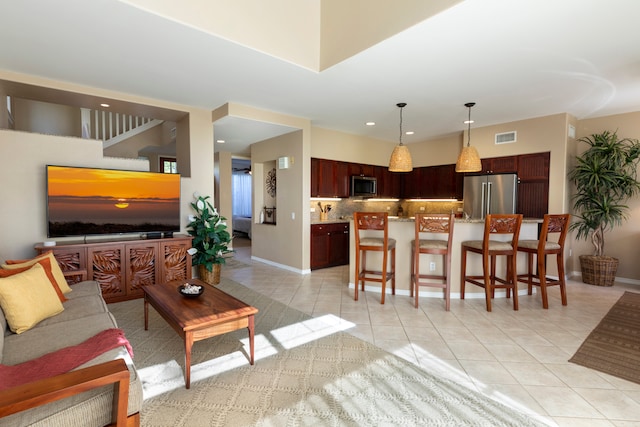 view of tiled living room