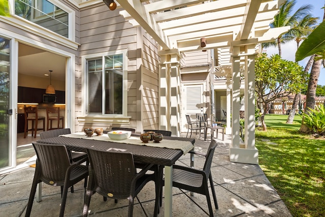 view of patio featuring a pergola