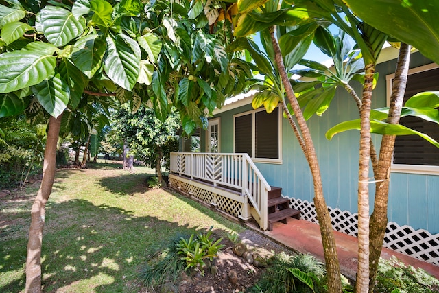 view of yard with a deck