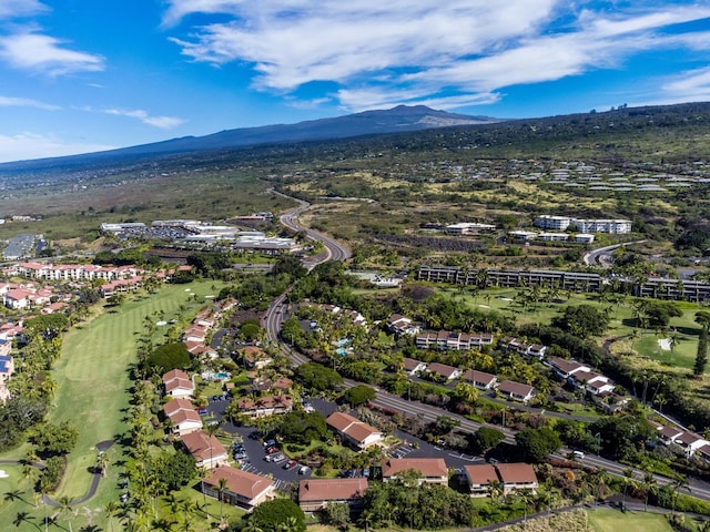 birds eye view of property featuring a mountain view