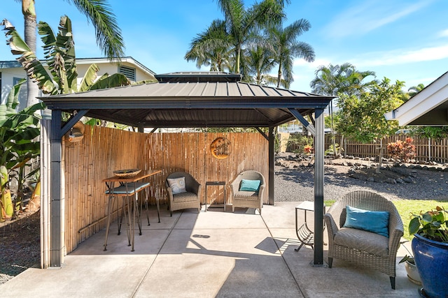 view of patio / terrace featuring a gazebo