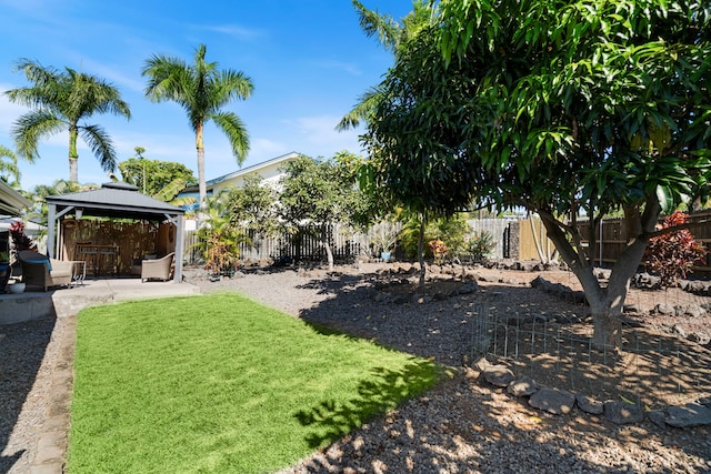 view of yard with a gazebo and a patio