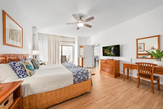 bedroom featuring light wood-style flooring