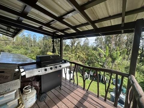 wooden deck with area for grilling