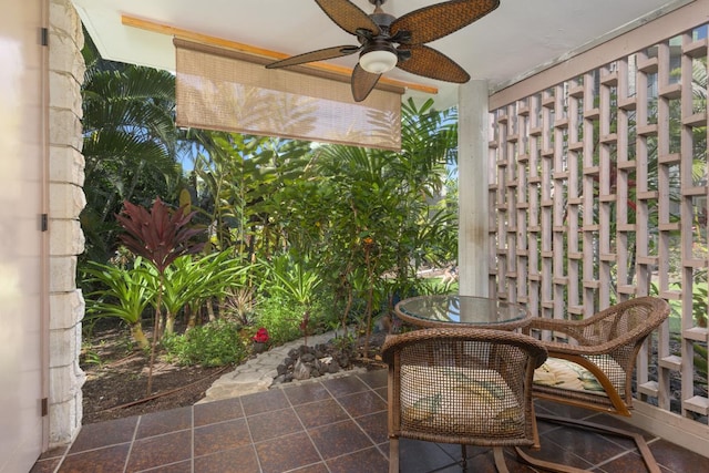 view of patio / terrace featuring ceiling fan