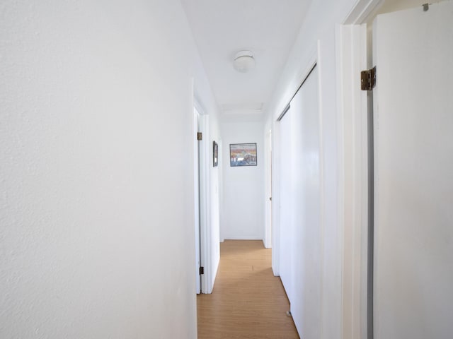 corridor featuring light wood finished floors