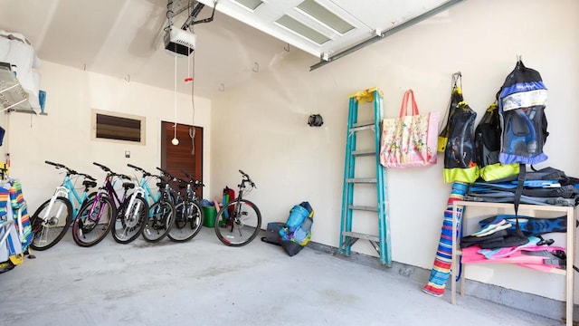 garage with a garage door opener