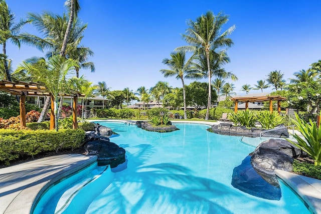 view of pool featuring a pergola