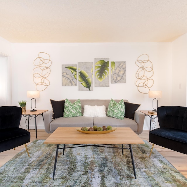 living room featuring light wood-type flooring