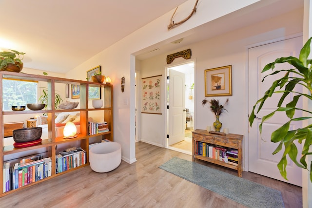 sitting room with light wood-type flooring