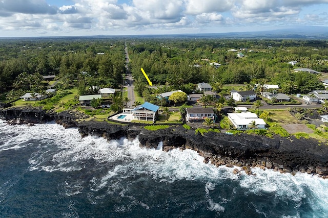 bird's eye view featuring a water view