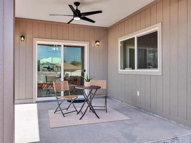 view of patio / terrace with ceiling fan