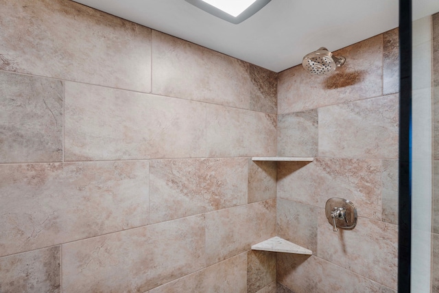 room details featuring a tile shower