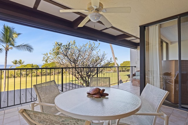 balcony with ceiling fan