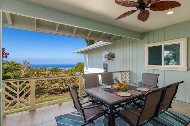 exterior space featuring outdoor dining space, a patio, and ceiling fan