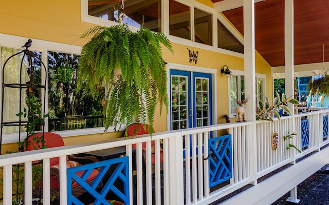 exterior space featuring french doors