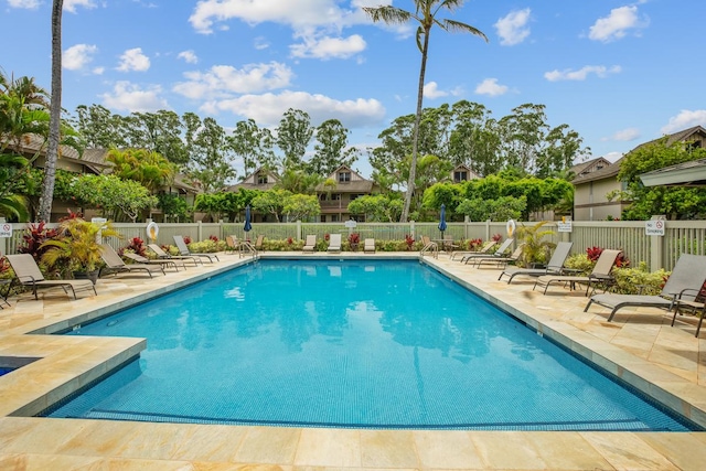 view of swimming pool featuring a patio