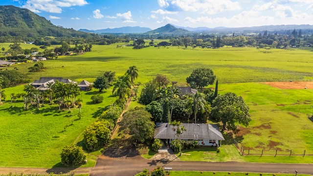 aerial view with a mountain view and a rural view