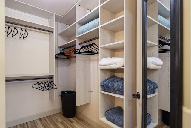 walk in closet featuring light hardwood / wood-style floors