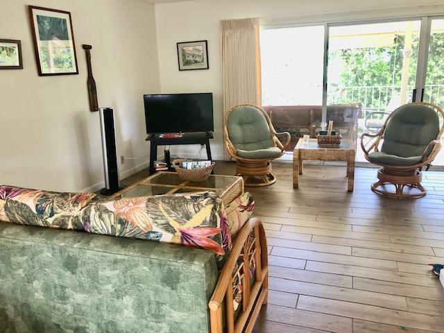 living room with hardwood / wood-style floors