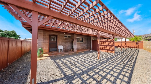 view of patio / terrace featuring a pergola