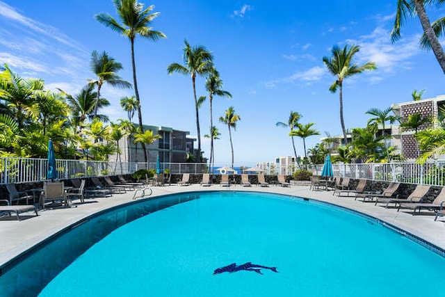 view of pool with fence