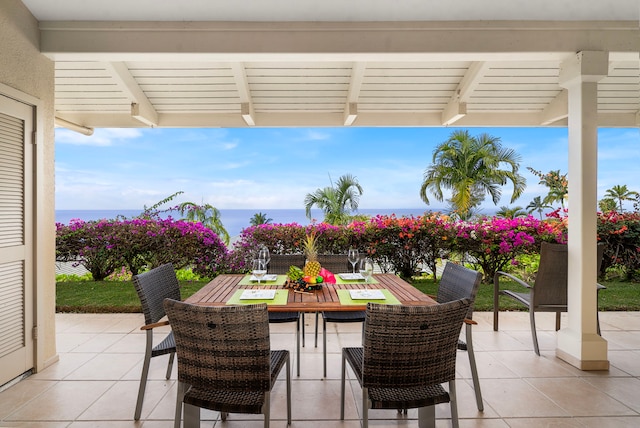 view of patio featuring a pergola and outdoor dining space