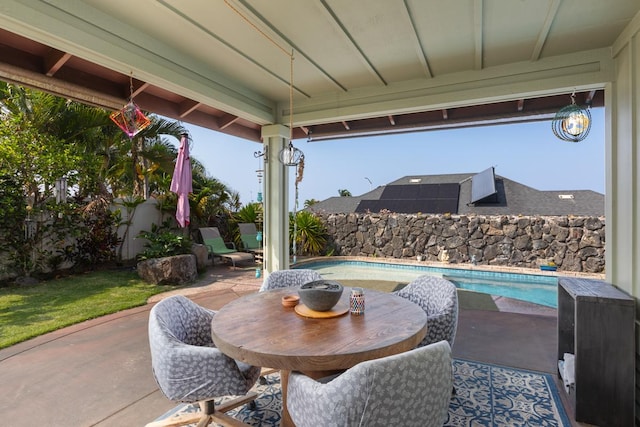 view of patio featuring a fenced backyard and a fenced in pool