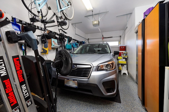 garage with a garage door opener