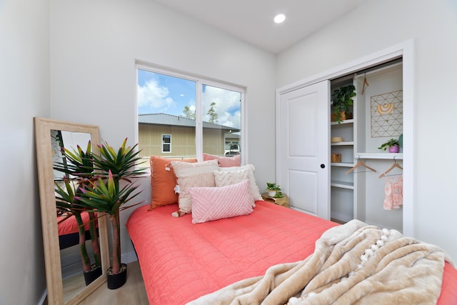 bedroom with recessed lighting