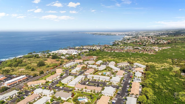 birds eye view of property featuring a residential view and a water view