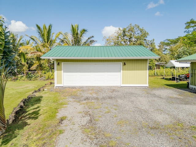 view of detached garage