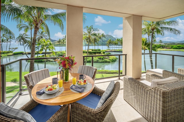 balcony with a water view