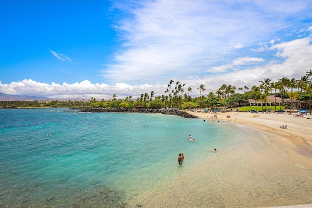 view of water feature featuring a view of the beach