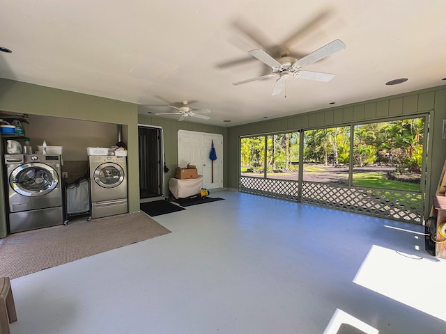 interior space with washer and clothes dryer