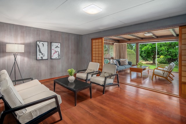 living area with wood finished floors