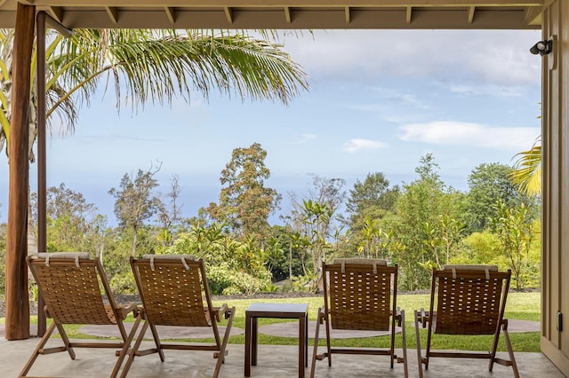 balcony with a patio area