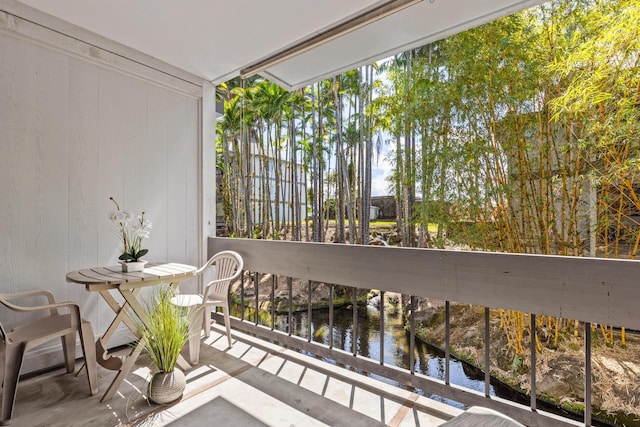 balcony with a water view