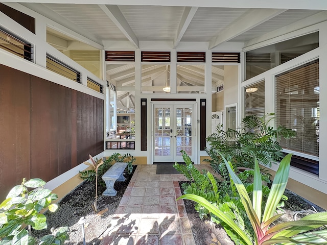 doorway to property featuring french doors