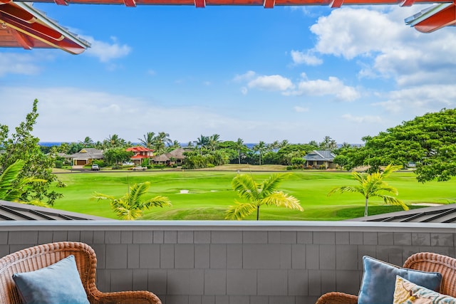 balcony with golf course view