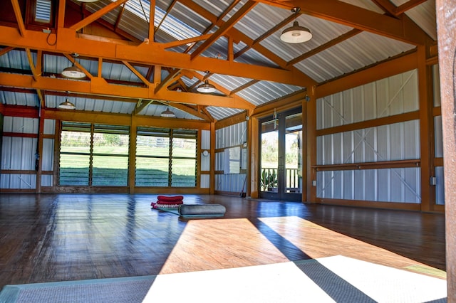 29-3871 Kanna Rd, Hakalau, HI 96710 - workout area with lofted ceiling, wood finished floors, and healthy amount of natural light