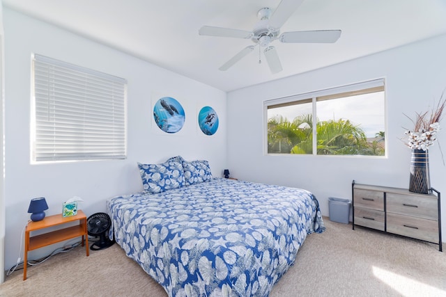 carpeted bedroom with a ceiling fan