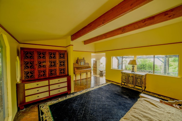2239 Upper Kanaio Rd, Kula, HI 96790 - bedroom featuring beamed ceiling and arched walkways