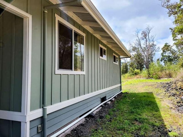 view of home's exterior featuring board and batten siding